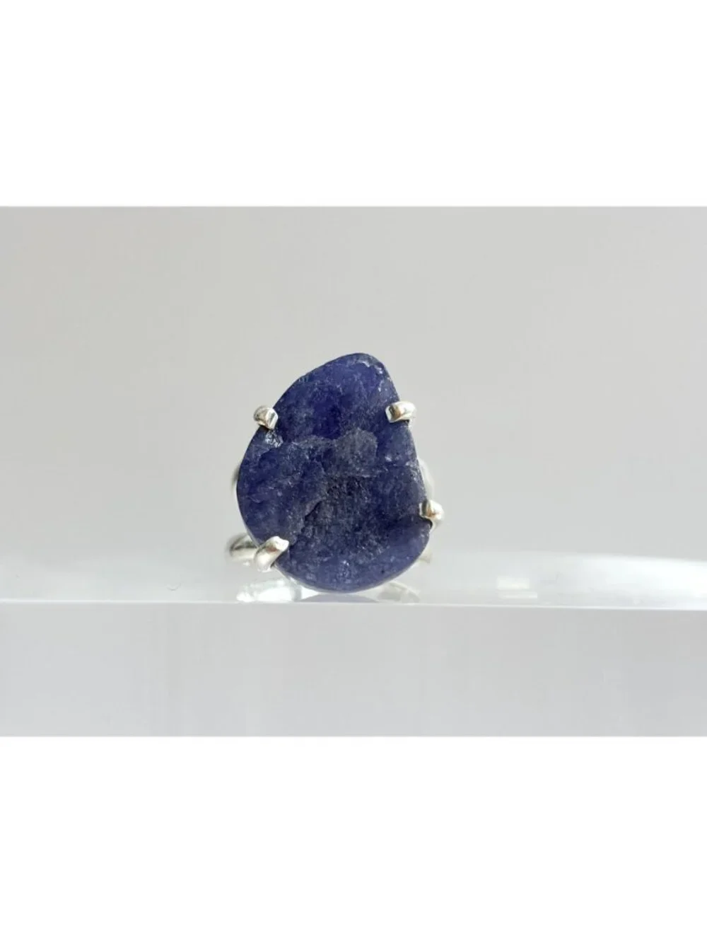ARYA Rough Tanzanite Solitaire Gemstone Sterling Silver 925 Vintage Ring - sz 7
